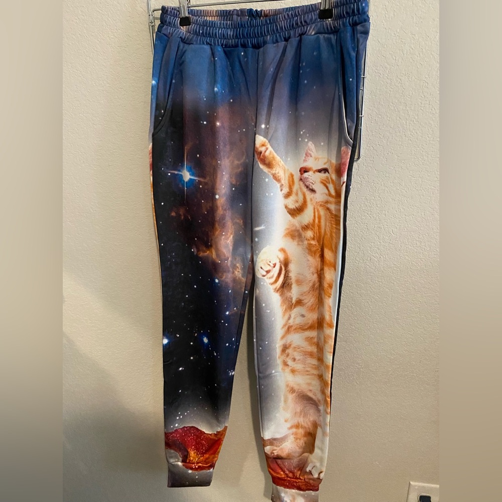 Rage On! Galaxy Cat Joggers - Size Small NWOT